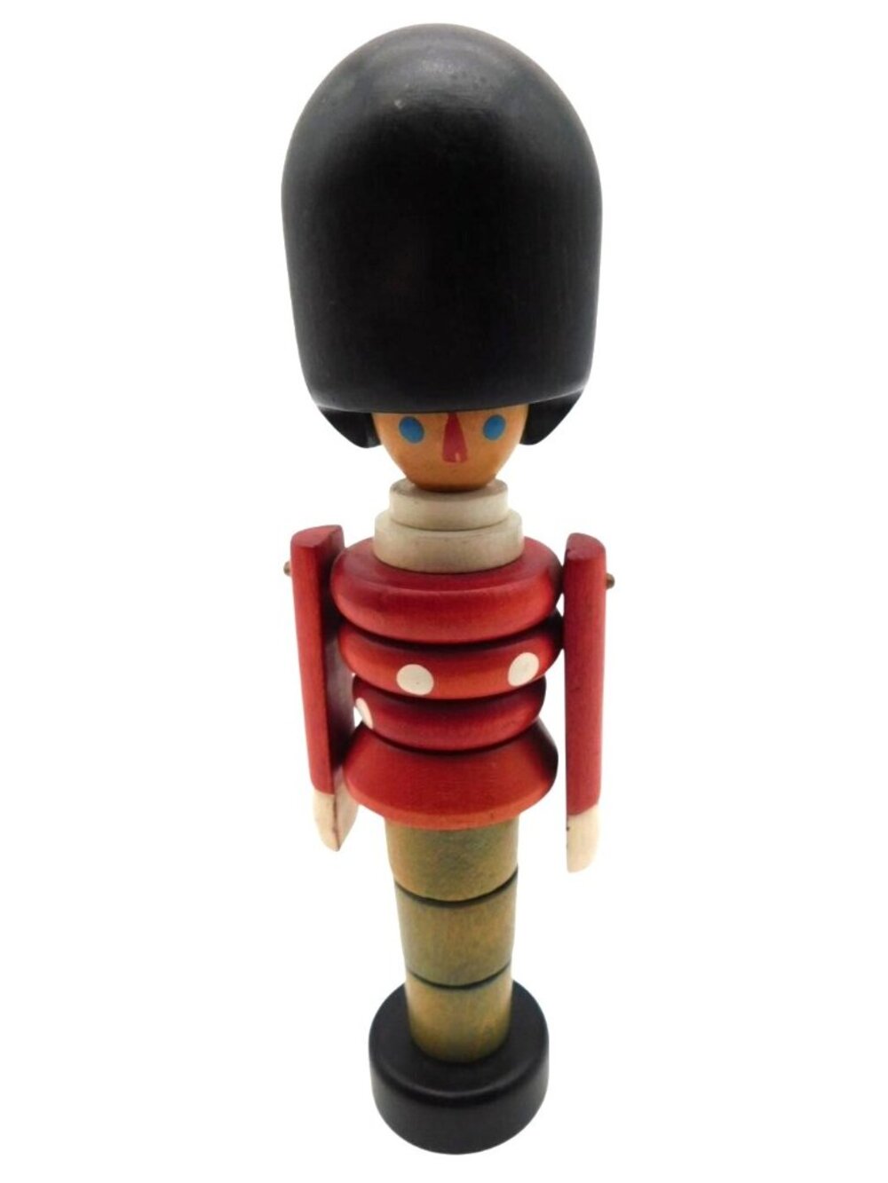 Vintage 1970s Czechoslovakia Wooden Soldier Stacking Toy Royal Guard Figurine